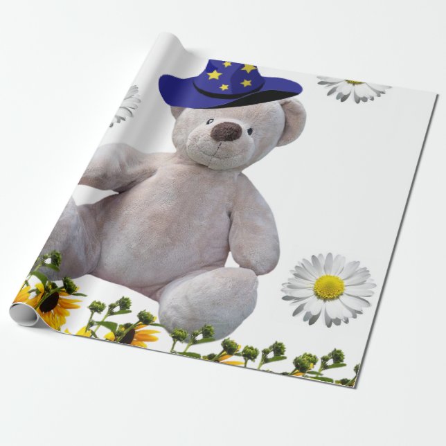 Papel de embrulho do Urso Branco de girassol (Desenrolado)
