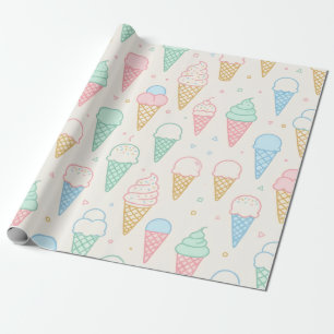 Papel de embrulho doce cone de sorvete pastel