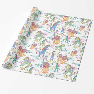 papel de embrulho doce do animal da selva do bebê