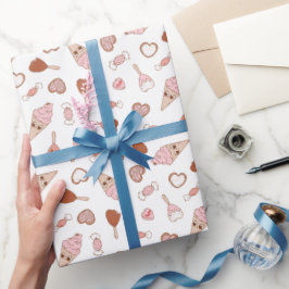 Papel de embrulho doce retrô para o Dia dos Namora