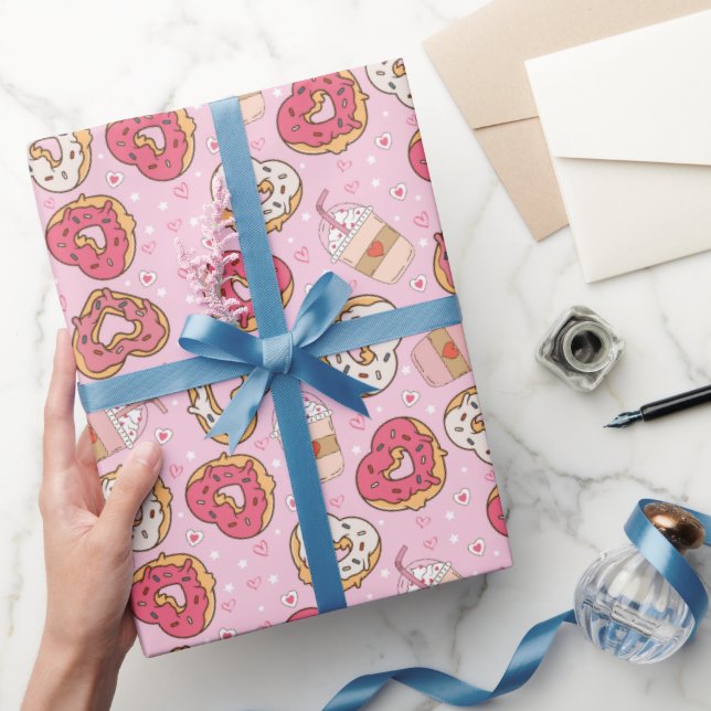 Papel de embrulho Donuts Retro Dia dos Namorados (Presentear)