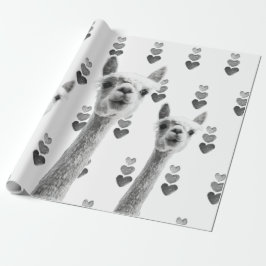 Papel de embrulho dos corações do lama