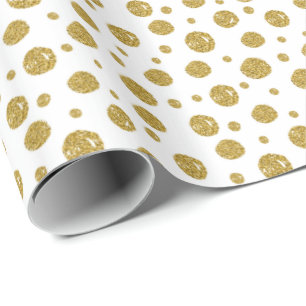 Papel de embrulho dourado com bolinhas brilhantes