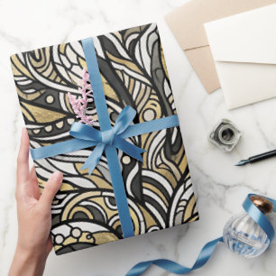 Papel de embrulho dourado com recife de coral abst