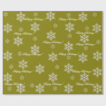 Papel de embrulho dourado Feliz Natal Flocos de ne