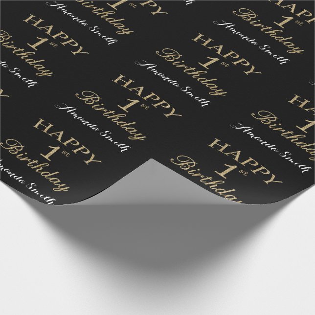 Papel de embrulho Dourado para primeiro aniversari (Ponta)