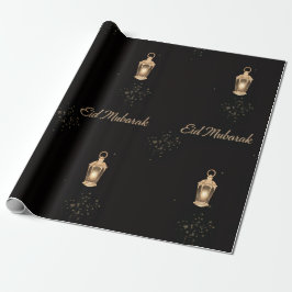 Papel de embrulho Eid preto/dourado