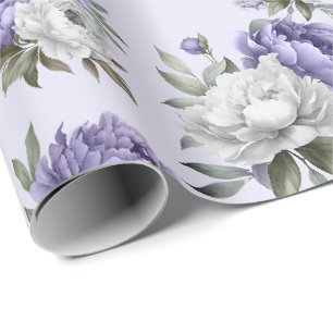 Papel de embrulho elegante floral violeta lavanda