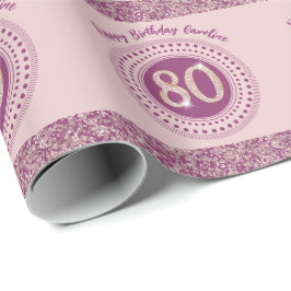 Papel de embrulho Elegante para 80º Aniversário co