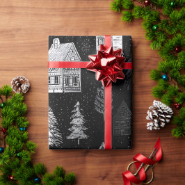 Papel de embrulho elegante preto e branco de Natal