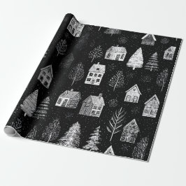 Papel de embrulho elegante preto e branco de Natal