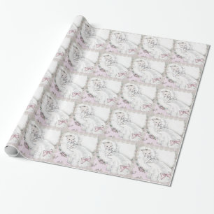 Papel de embrulho elegante vintage rosa para chá d