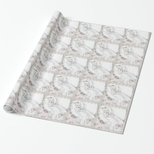 Papel de embrulho elegante vintage rosa para chá d
