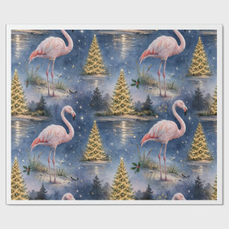 Papel de embrulho em rolo Árvore de Natal Flamingo