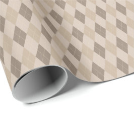 Papel de embrulho em tons bege em xadrez escocês