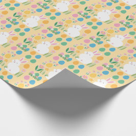 Papel de embrulho encantador do coelho e flores da