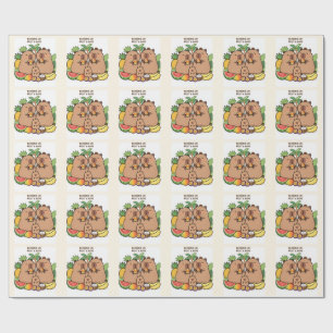 Papel de embrulho engraçado de capivara – Frutas e