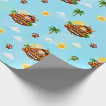 Papel de embrulho engraçado de gato de verão