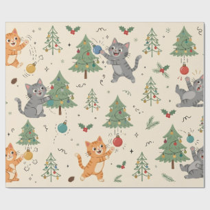 Papel de embrulho engraçado de Gato vs Árvore de N