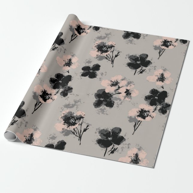 Papel de embrulho escuro Flor de Tinta (Desenrolado)