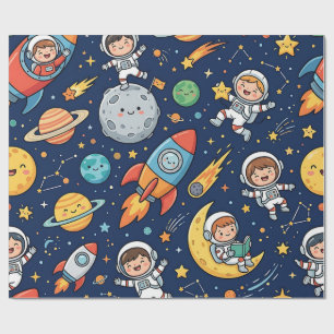 Papel de embrulho espacial para crianças astronaut