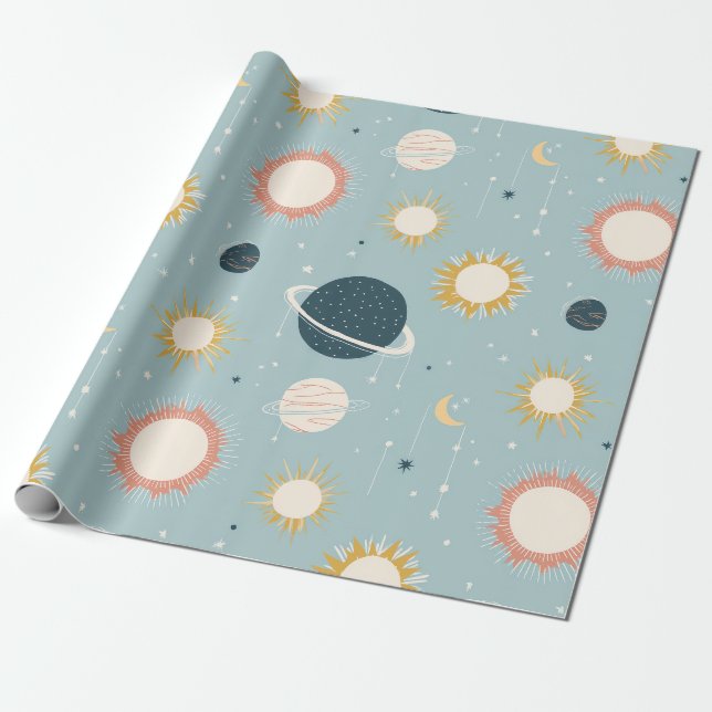 Papel de embrulho Espaço Celestial para crianças (Desenrolado)