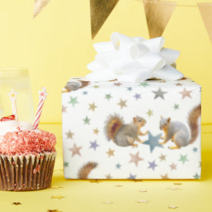 Papel de embrulho Esquilos com Estrelas
