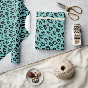 Papel de embrulho estampado com leopardo azul turq