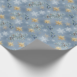 Papel de Embrulho Estrela Dourada Floco de Neve Lu