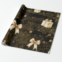 Papel de embrulho estrelas brilho dourado presente