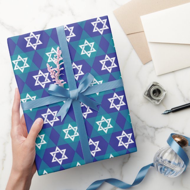 Papel de embrulho Estrelas para o Hanukkah (Presentear)