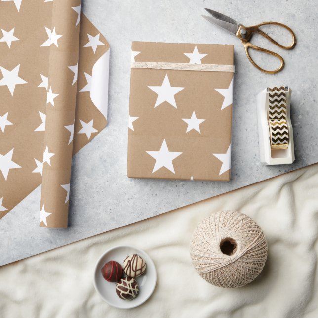 Papel de embrulho Estrelas Simples de Natal (Artesanato)