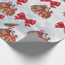 Papel de Embrulho Família de Codorniz de Natal