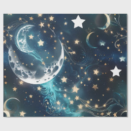 Papel de embrulho – Fases da Lua Azul Gélido