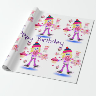 Papel de embrulho Feliz Aniversário Garota Maluca