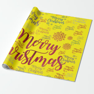 Papel de embrulho Feliz Natal Amarelo
