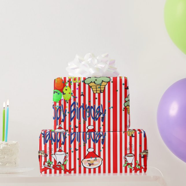 Papel de embrulho Feliz Natal Aniversário feliz (Presentes para festas)