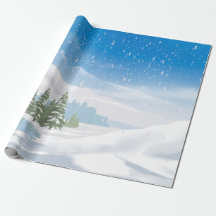 Papel de embrulho Feliz Natal Neve de Inverno