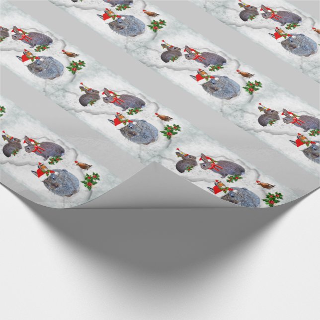 Papel de embrulho Festa de Natal dos coelhinhos (Ponta)