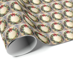 Papel de embrulho festivo de Natal com guirlanda