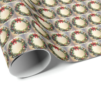 Papel de embrulho festivo de Natal com guirlanda