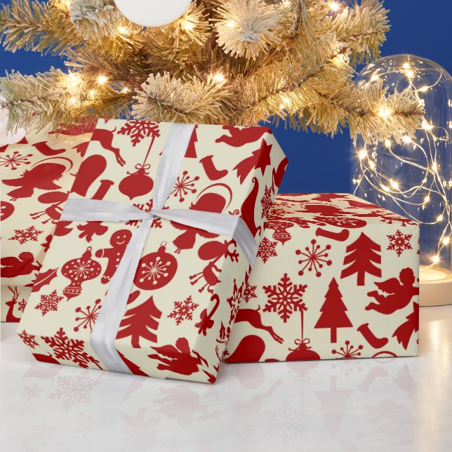 Papel de embrulho festivo de Natal com padrão mult (Feriados)