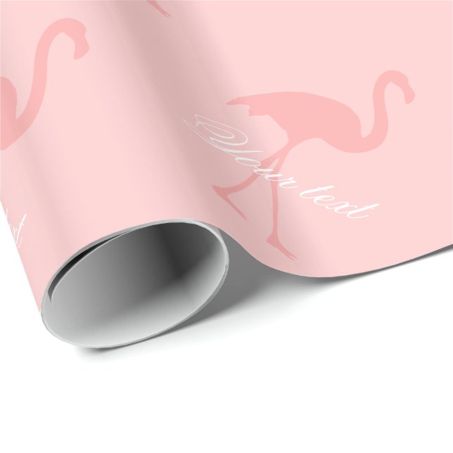 Papel de embrulho flamingo rosa | Texto personaliz (Ponta do rolo)