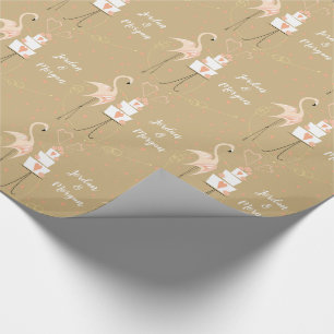 Papel de embrulho Flamingo Wedding Names