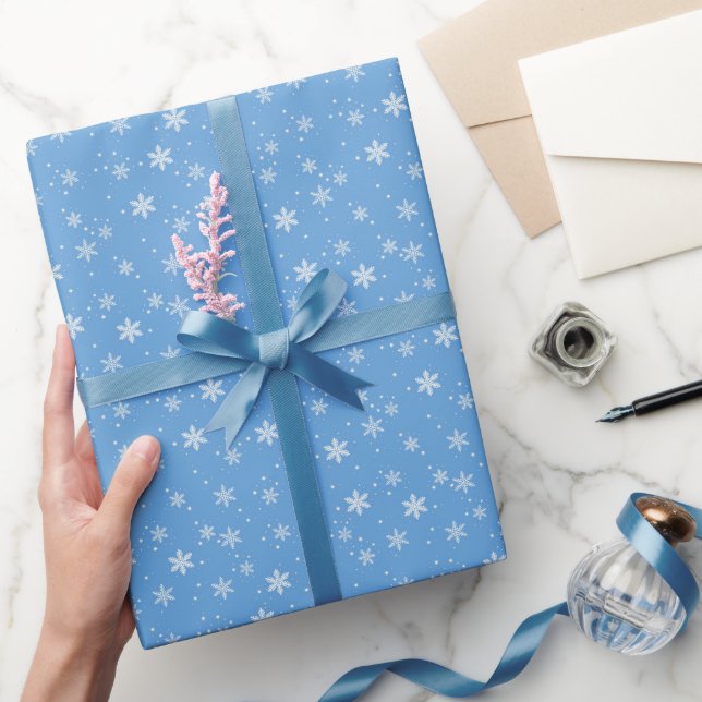 Papel de Embrulho Floco de Neve Clássico – Feriado (Presentear)