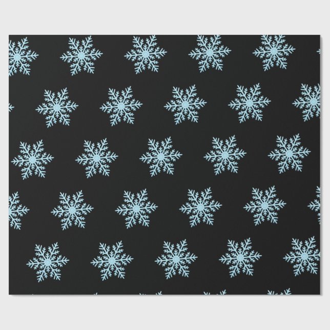 Papel de embrulho floco de neve em fundo preto (Aberto)