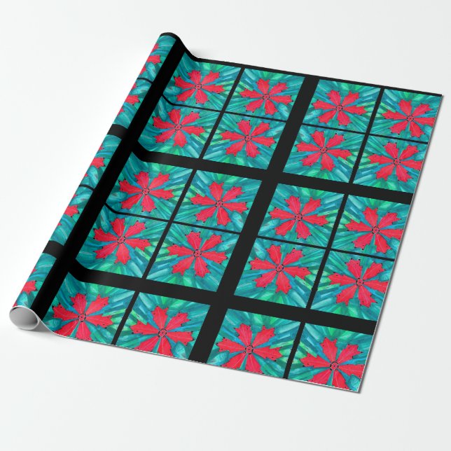 Papel de embrulho Floco de Neve Vermelho (Desenrolado)