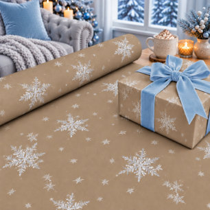 Papel de embrulho flocos de neve prateados Rustic