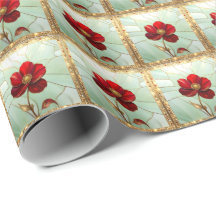 Papel de embrulho Flor Vermelha de Vidro Colorido