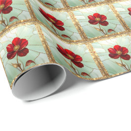 Papel de embrulho Flor Vermelha de Vidro Colorido